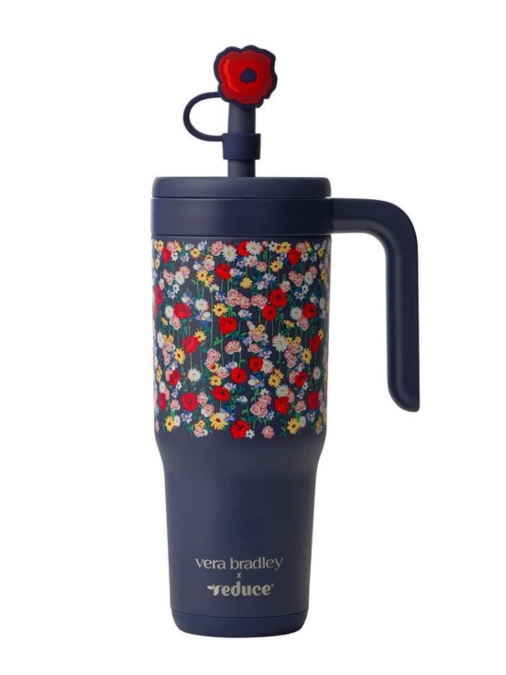 Reduce x Vera Bradley Poppy Meadow Navy 24oz Chiller Spill Proof Straw Tumbler
